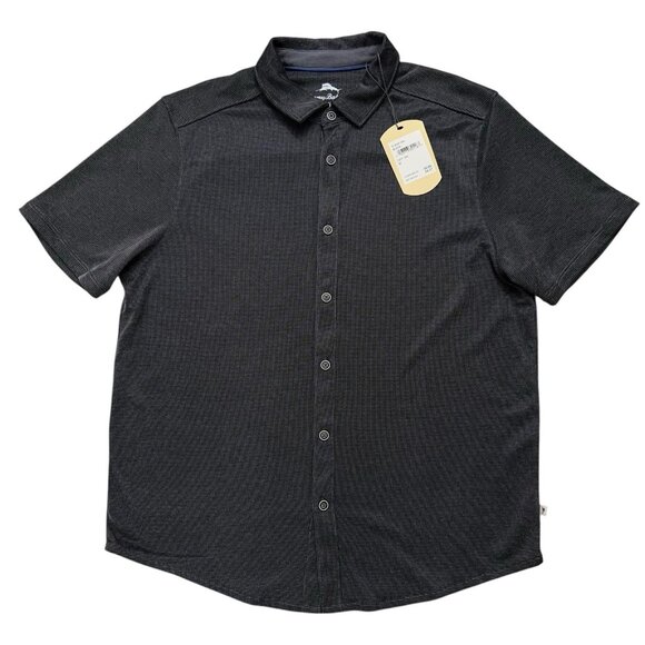 Tommy Bahama Shirt Mens M Shoreview Short Sleeve Tencel Modal Charcoal Gray NEW - Picture 1 of 6